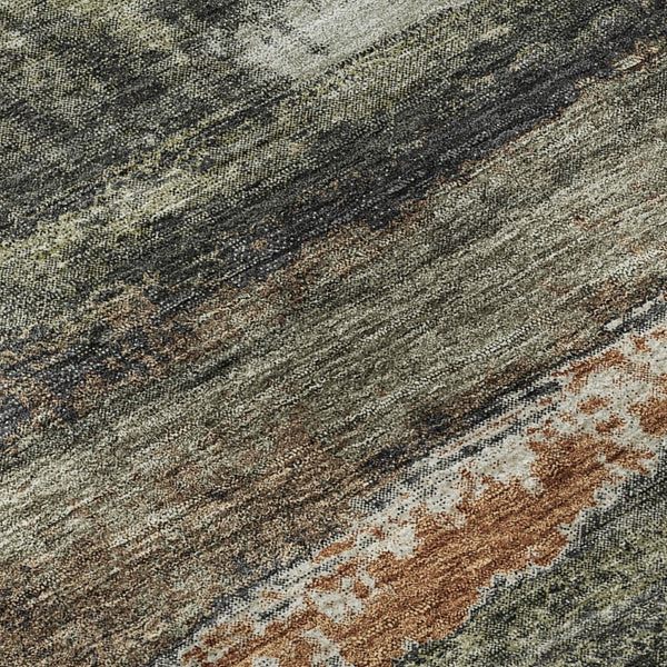 HomeRoots 10' Charcoal, Ivory & Copper Abstract Washable Area Rug - Durable, Stain-Resistant, UV Protected Design 674988