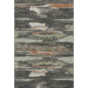 HomeRoots 10' Charcoal, Ivory & Copper Abstract Washable Area Rug - Durable, Stain-Resistant, UV Protected Design 674988