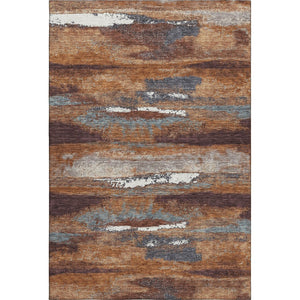 HomeRoots 5' X 8' Modern Abstract Copper Ivory Gray Washable Area Rug with UV Protection for Easy Care 674990