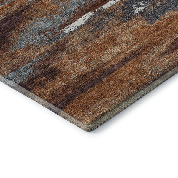 HomeRoots 5' X 8' Modern Abstract Copper Ivory Gray Washable Area Rug with UV Protection for Easy Care 674990