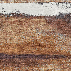 HomeRoots 5' X 8' Modern Abstract Copper Ivory Gray Washable Area Rug with UV Protection for Easy Care 674990