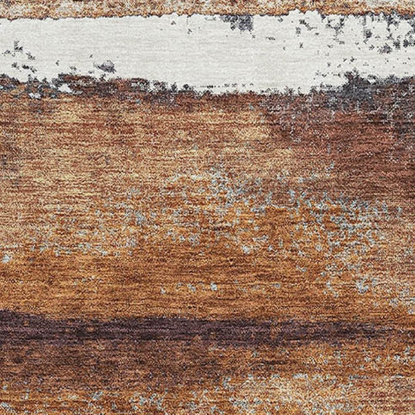 HomeRoots 5' X 8' Modern Abstract Copper Ivory Gray Washable Area Rug with UV Protection for Easy Care 674990