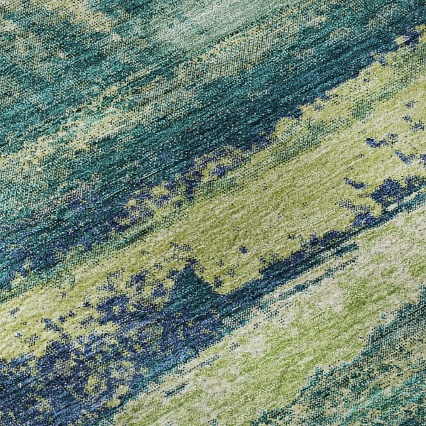 HomeRoots 8' X 10' Contemporary Emerald, Ivory & Teal Abstract Rug - Washable, Stain Resistant & UV Protected 674998