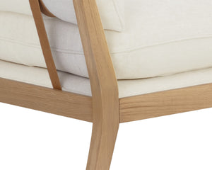 Sunpan ADELINA Daybed - Stylish Heather Ivory Tweed with Solid Oak Frame and Unique Leather Accents 111280
