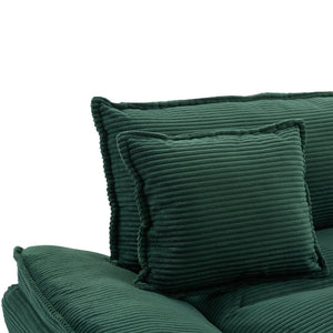 English Elm Corduroy Modern Sofa Sleeper Loveseat with Double-Layer Cushions, Two Pillows, Sturdy Frame 84" Green W676P227343