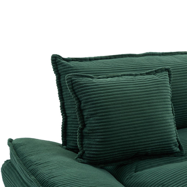 English Elm Corduroy Modern Sofa Sleeper Loveseat with Double-Layer Cushions, Two Pillows, Sturdy Frame 84" Green W676P227343
