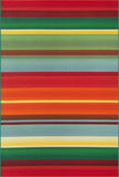 Unique Loom Outdoor Modern Jaco Machine Made Striped Rug Multi, Light Blue/Orange/Red/Yellow/Green/Olive/Brown 5' 3" x 8' 0"