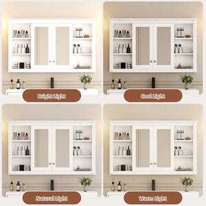 English Elm 47 Inch Wall Mounted Medicine Cabinet with Mirror Open Shelving and Adjustable Storage N710P363550K