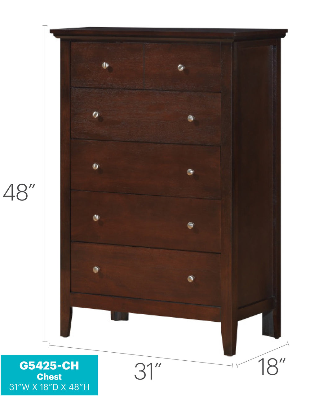 English Elm Chic Cappuccino Storage Chest - 48"H x 32"W x 18"D Ready-to-Use Particle Board, Durable Warm Finish for Versatile Home Organization B078108317