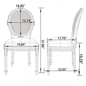 English Elm French Country Dining Chairs Set of 2 Linen Upholstered Round Back Farmhouse Seating W3426P478063