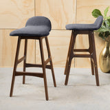 Christopher Knight Home® - Noble House - Anatoli Mid-Century Modern Upholstered Barstools (Set of 2)