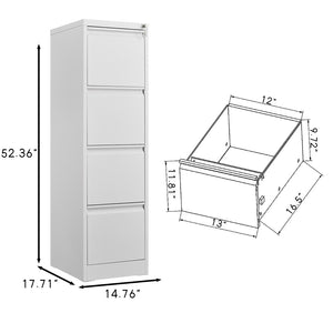 English Elm 3 Drawer Locking Steel File Cabinet Narrow Powder Coated Build for Home Office W1247P173379