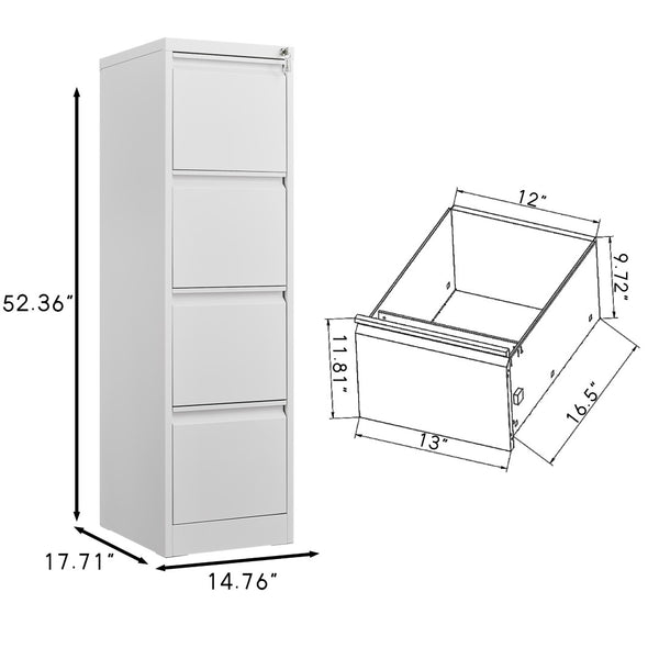 English Elm 3 Drawer Locking Steel File Cabinet Narrow Powder Coated Build for Home Office W1247P173379