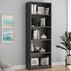 English Elm Bookcase Durable 3-Shelf Wood Freestanding Bookcase with Adjustable Shelves for Home Office Storage Grey T3623P381123