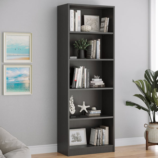 English Elm Bookcase Durable 3-Shelf Wood Freestanding Bookcase with Adjustable Shelves for Home Office Storage Grey T3623P381123