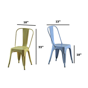 English Elm Set Of 2 Vibrant Yellow And Blue Metal Dining Chairs - Stackable, Easy-Clean, Durable, Modern Design B347P383115-GIGA