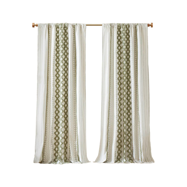 English Elm 1 Elegant 50X84" Cotton Curtain Panel With Chenille Stripe, Lined For Privacy & Soft Texture B035P319830