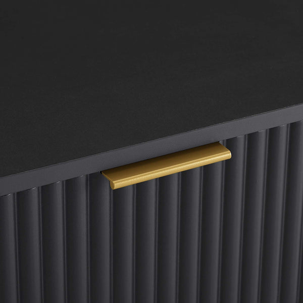 English Elm Dumbo 20" Fluted Nightstand In Black - Chic Glam Storage With Gold Accents & Tool-Free Assembly B365P398137