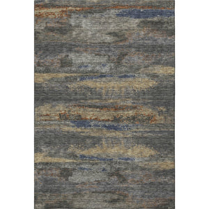 HomeRoots 5' X 8' Stylish Graphite Gold & Blue Abstract Washable Area Rug with UV Protection & Durability 675002