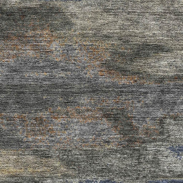 HomeRoots 8' X 10' Stylish Graphite Gold & Blue Abstract Washable Area Rug with UV Protection & Stain Resistance 675004