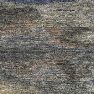 HomeRoots 9' X 12' Stylish Graphite Gold and Blue Abstract Washable Area Rug with UV Protection & Durability 675005