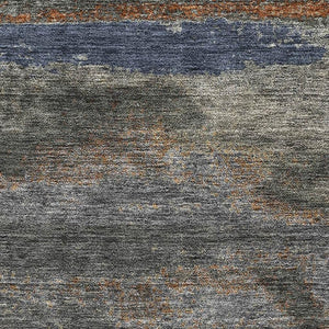 HomeRoots 10' X 14' Modern Graphite, Gold & Blue Abstract Washable Area Rug with UV Protection & Durability 675006