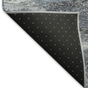 HomeRoots 5' X 8' Modern Gray and Ivory Abstract Area Rug - Washable, UV-Protected, Perfect for High-Traffic Areas 675008