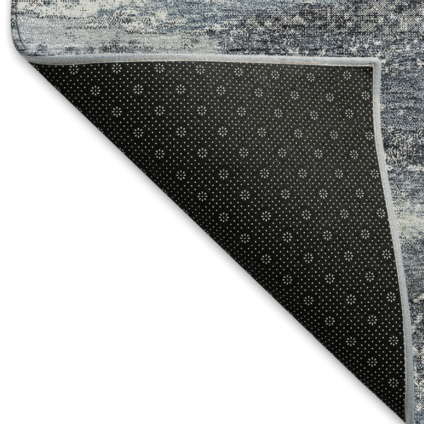 HomeRoots 5' X 8' Modern Gray and Ivory Abstract Area Rug - Washable, UV-Protected, Perfect for High-Traffic Areas 675008