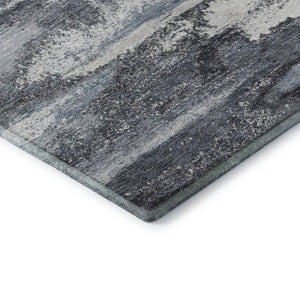 HomeRoots 5' X 8' Modern Gray and Ivory Abstract Area Rug - Washable, UV-Protected, Perfect for High-Traffic Areas 675008