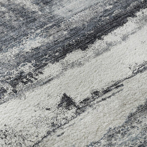 HomeRoots 5' X 8' Modern Gray and Ivory Abstract Area Rug - Washable, UV-Protected, Perfect for High-Traffic Areas 675008