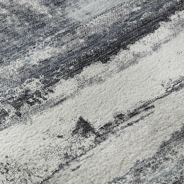 HomeRoots 5' X 8' Modern Gray and Ivory Abstract Area Rug - Washable, UV-Protected, Perfect for High-Traffic Areas 675008