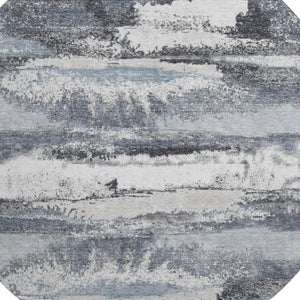 HomeRoots 8' Gray And Ivory Abstract Round Rug – Washable, UV-Protected, Stain-Resistant, Perfect for Busy Homes! 675009