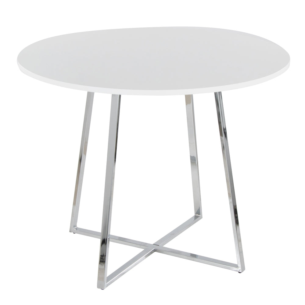 English Elm Cosmo Canary Modern Dining Table With Chrome Base & White Mdf Top – Glamorous Design For 4 B202S01120