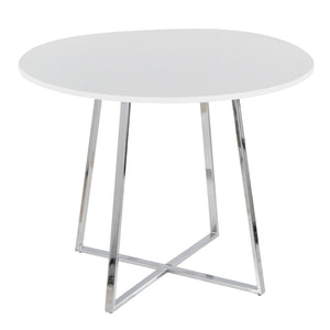 English Elm Cosmo Canary Modern Dining Table With Chrome Base & White Mdf Top – Glamorous Design For 4 B202S01120