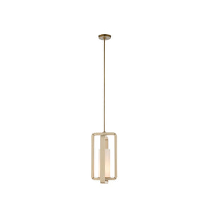 Wildwood Oak Island Light Linear Pendant With Taupe Bleached Wood Frame And Milk Glass Diffuser, Brass Accents 22h x 11.25w x 11.25d 67501