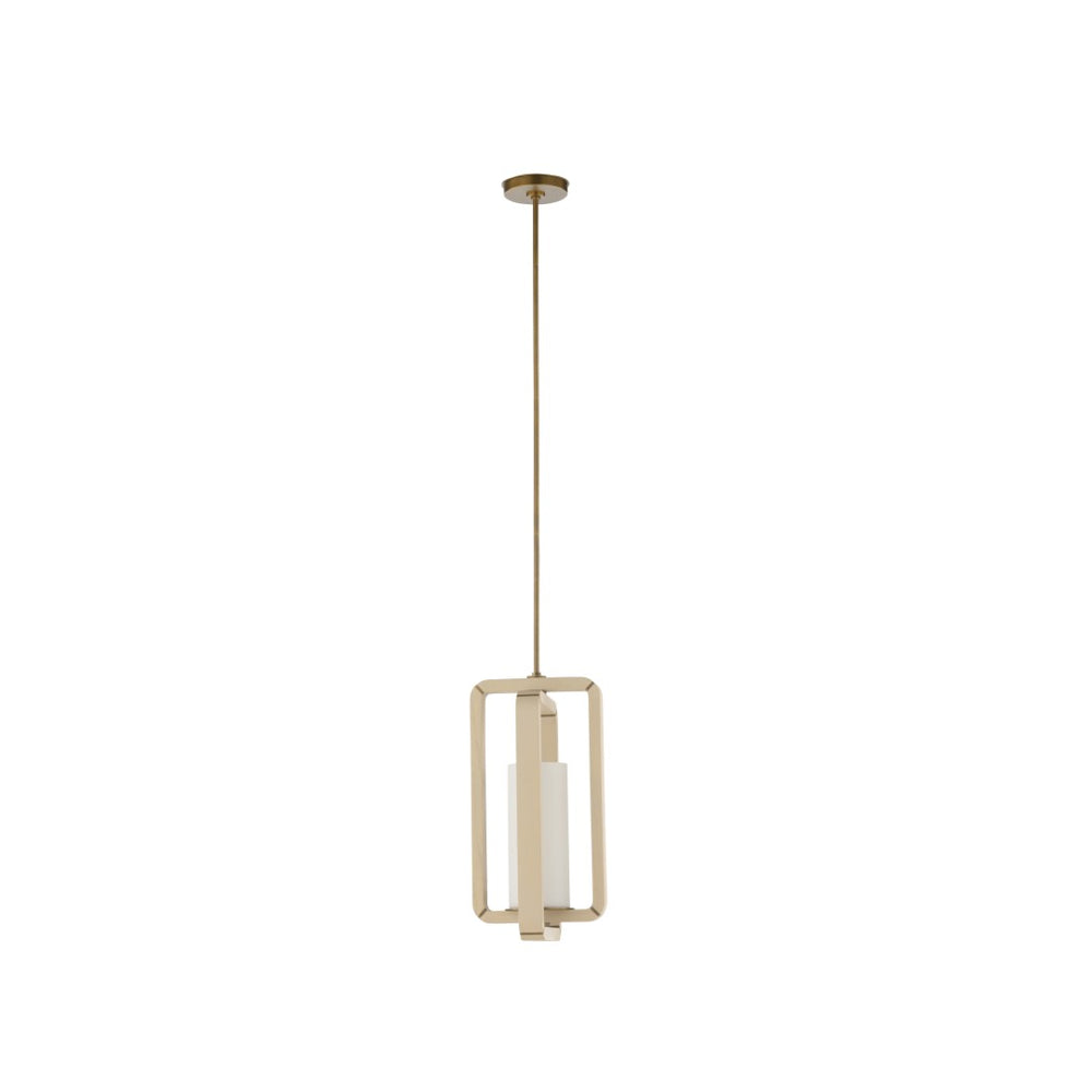 Wildwood Oak Island Light Linear Pendant With Taupe Bleached Wood Frame And Milk Glass Diffuser, Brass Accents 22h x 11.25w x 11.25d 67501
