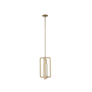 Wildwood Oak Island Light Linear Pendant With Taupe Bleached Wood Frame And Milk Glass Diffuser, Brass Accents 22h x 11.25w x 11.25d 67501