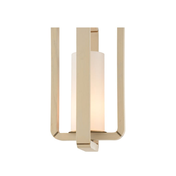 Wildwood Oak Island Light Linear Pendant With Taupe Bleached Wood Frame And Milk Glass Diffuser, Brass Accents 22h x 11.25w x 11.25d 67501