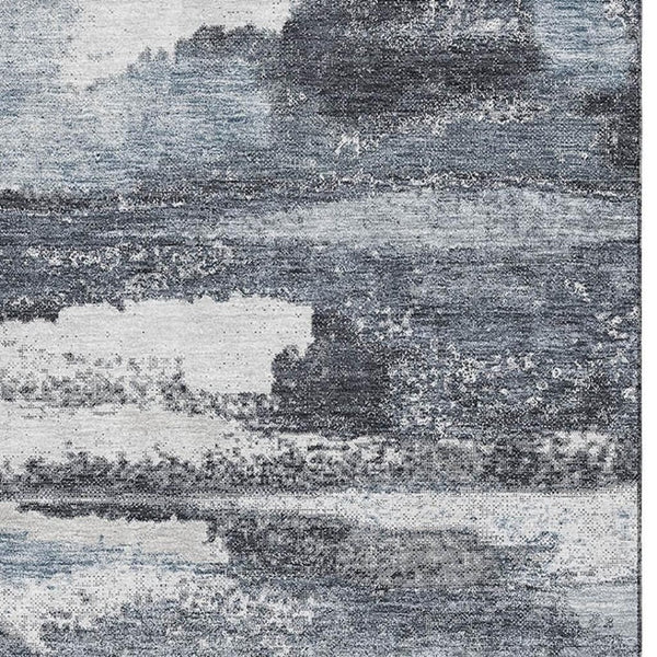 HomeRoots 8' X 10' Gray and Ivory Abstract Area Rug - Washable, UV Protected, Durable, Modern Home Decor Solution 675010
