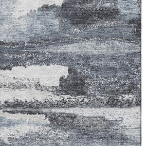HomeRoots 10' Gray and Ivory Washable Area Rug - Stylish, Stain-Resistant, UV-Protected for High-Traffic Homes 675012