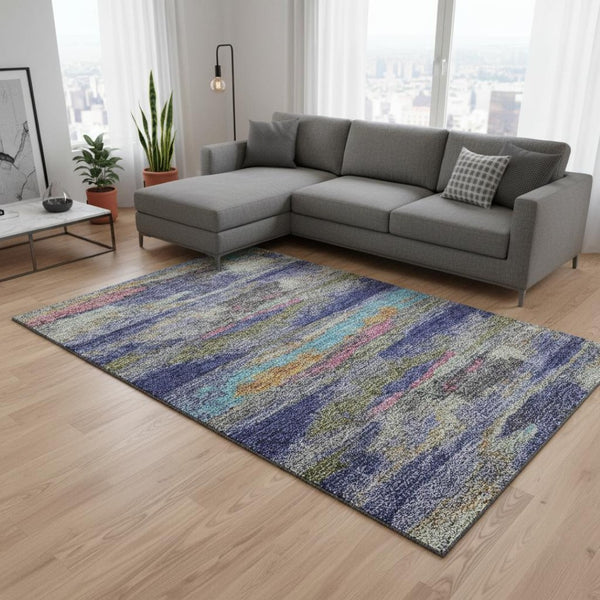 HomeRoots 8' X 10' Stylish Abstract Area Rug in Lavender, Pink & Orange - Washable & UV Protected for Durability 675016