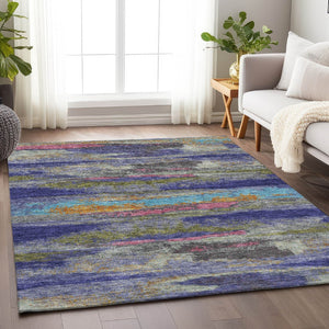 HomeRoots 9' X 12' Vibrant Lavender Pink & Orange Abstract Area Rug - Washable, UV Protected, Stylish Comfort 675017