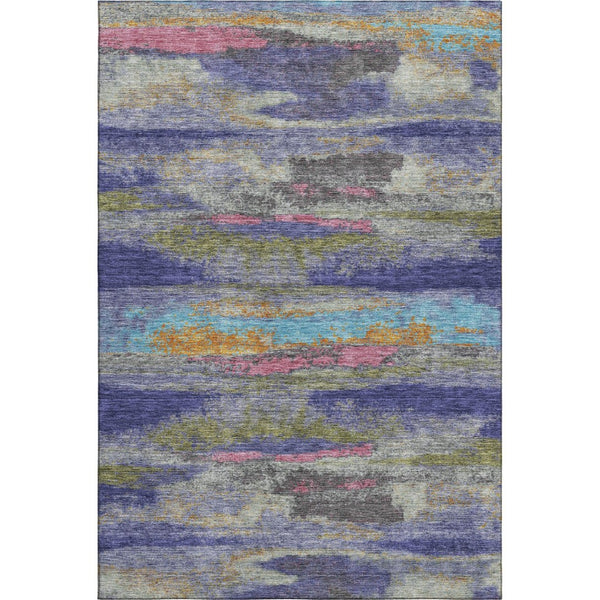 HomeRoots 9' X 12' Vibrant Lavender Pink & Orange Abstract Area Rug - Washable, UV Protected, Stylish Comfort 675017