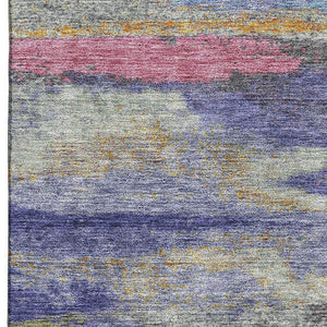 HomeRoots 9' X 12' Vibrant Lavender Pink & Orange Abstract Area Rug - Washable, UV Protected, Stylish Comfort 675017