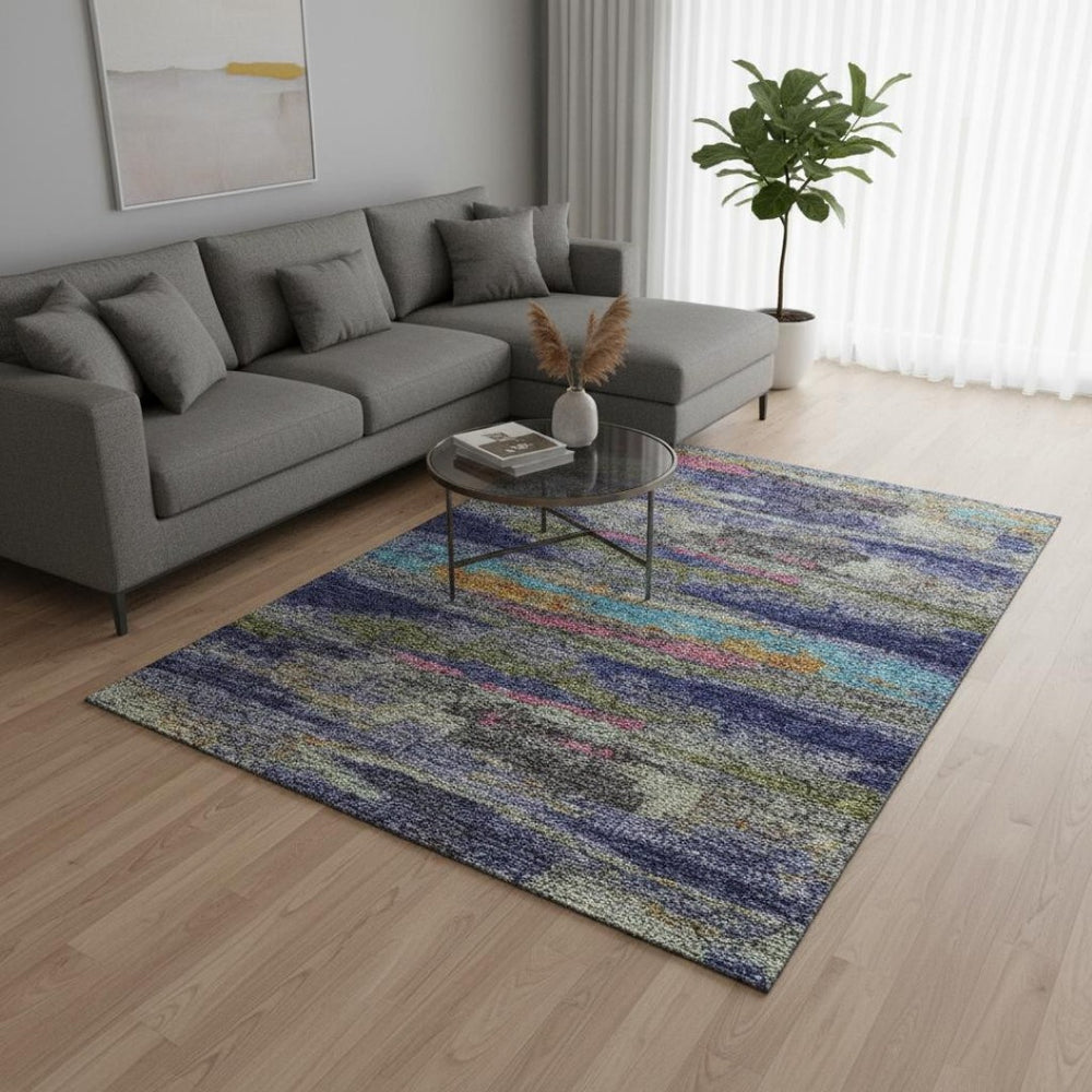 HomeRoots 10' Vibrant Lavender Pink & Orange Abstract Washable Area Rug with UV Protection for Large Spaces 675018