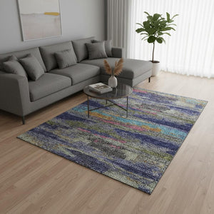 HomeRoots 10' Vibrant Lavender Pink & Orange Abstract Washable Area Rug with UV Protection for Large Spaces 675018