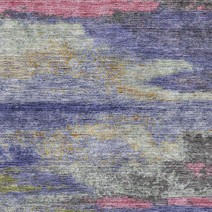 HomeRoots 10' Vibrant Lavender Pink & Orange Abstract Washable Area Rug with UV Protection for Large Spaces 675018