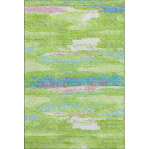 HomeRoots 5' X 8' Vibrant Abstract Area Rug in Lime Green, Blue & Pink - Washable, UV Protected & Durable! 675020