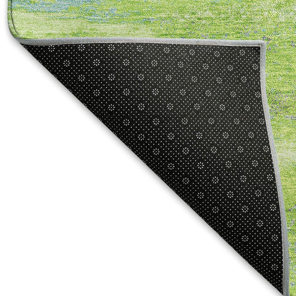 HomeRoots 5' X 8' Vibrant Abstract Area Rug in Lime Green, Blue & Pink - Washable, UV Protected & Durable! 675020