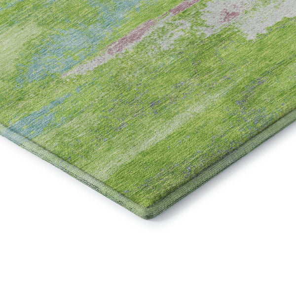 HomeRoots 5' X 8' Vibrant Abstract Area Rug in Lime Green, Blue & Pink - Washable, UV Protected & Durable! 675020